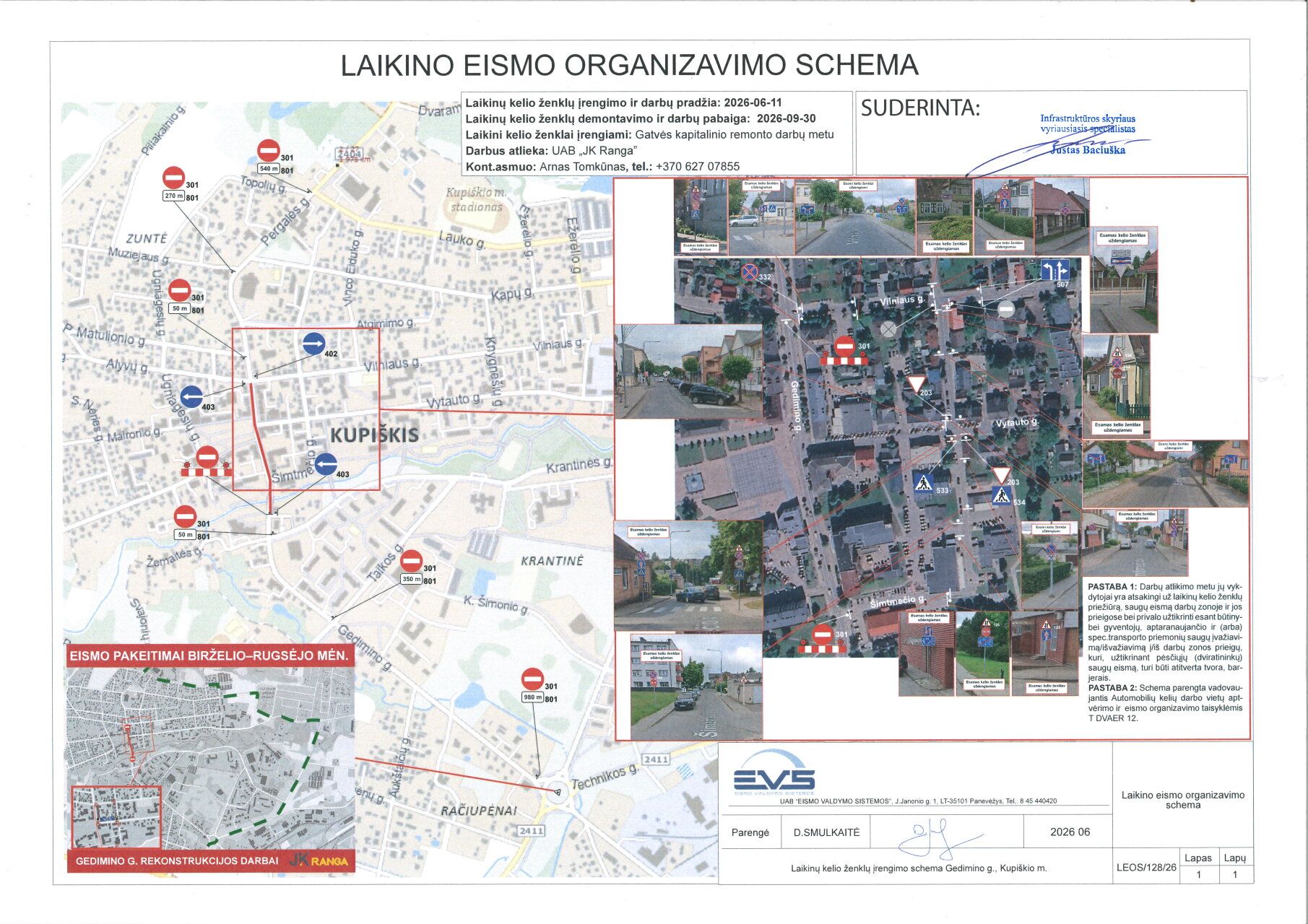 Kupiškio mieste pradedami Gedimino gatvės kapitalinio remonto darbai – laikinai keisis eismo...
