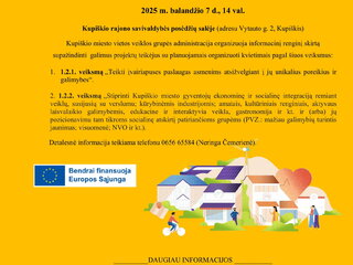Kupiškio miesto vietos veiklos grupės administracija organizuoja informacinį renginį