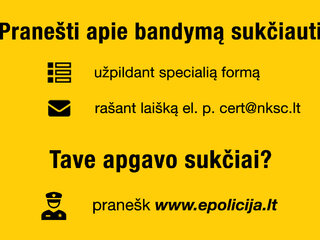 Pranešk apie bandymą sukčiauti!