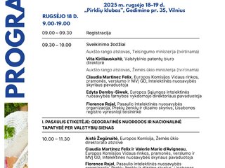 Valstybinis patentų biuras šių metų rugsėjo 18–19 d. Vilniuje organizuoja konferenciją...