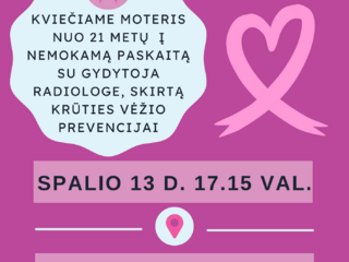 Kviečiame moteris nuo 21 metų į nemokamą paskaitą apie krūties vėžio prevenciją!  