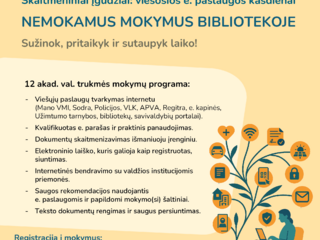 Kviečiame visus gyventojus dalyvauti nemokamuose skaitmeninių įgūdžių mokymuose