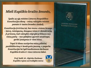 Mero sveikinimas Lietuvos Respublikos Konstitucijos dienos proga 