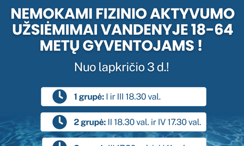 Kvietimas į nemokamas mankštas Kupiškio baseine