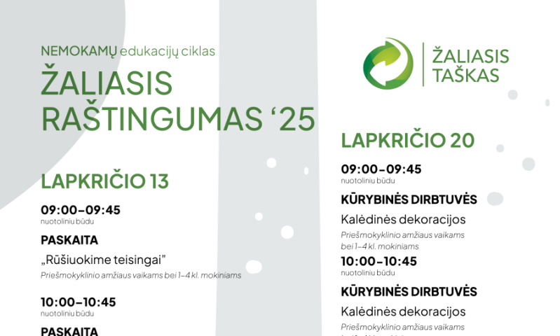Nemokamų nuotolinių edukacijų ciklas „Žaliasis raštingumas“