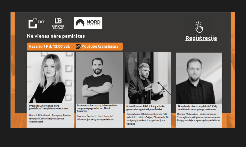 Projektas „Nė vienas nėra pamirštas“ ir vėl Jus kviečia klausytis skaitmeninius įgūdžius...