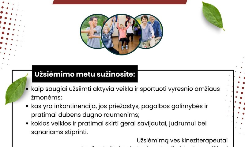 Kviečiame dalyvauti sveikos gyvensenos užsiėmime 