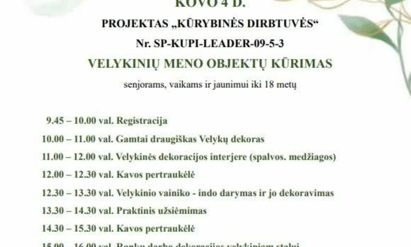 Lietuvai pagražinti draugijos Kupiškio skyrius kviečia į kūrybines dirbtuves Šimonyse