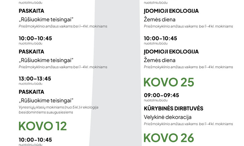 Nemokamų nuotolinių edukacijų ciklas „Žaliasis raštingumas“