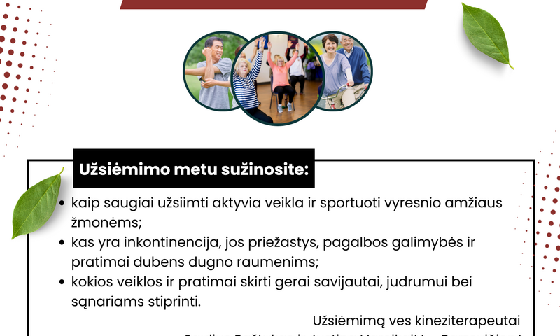 Kviečiame dalyvauti sveikos gyvensenos užsiėmime 