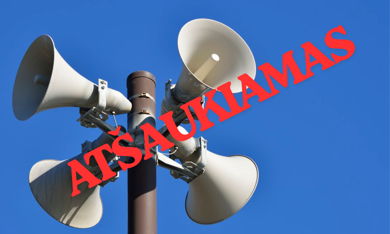 DĖMESIO! Planuotas gyventojų perspėjimo ir informavimo sistemos patikrinimas yra atšaukiamas
