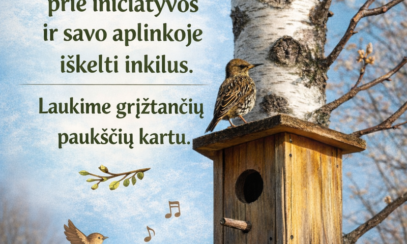 Kviečiame prisijungti prie iniciatyvos ir savo aplinkoje iškelti inkilus