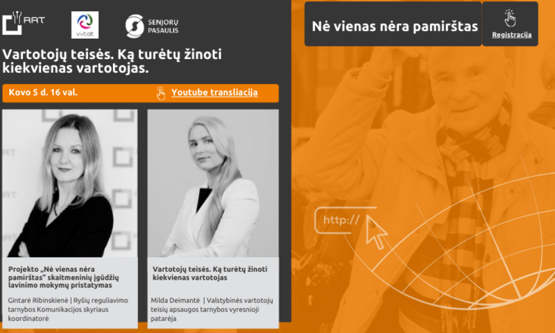 Skaitmeninių įgūdžių lavinimo projektas „Nė vienas nėra pamirštas“ kviečia į nuotolinę paskaitą