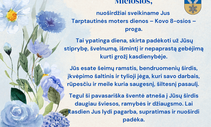 Kovo 8-oji – Tarptautinė moters diena