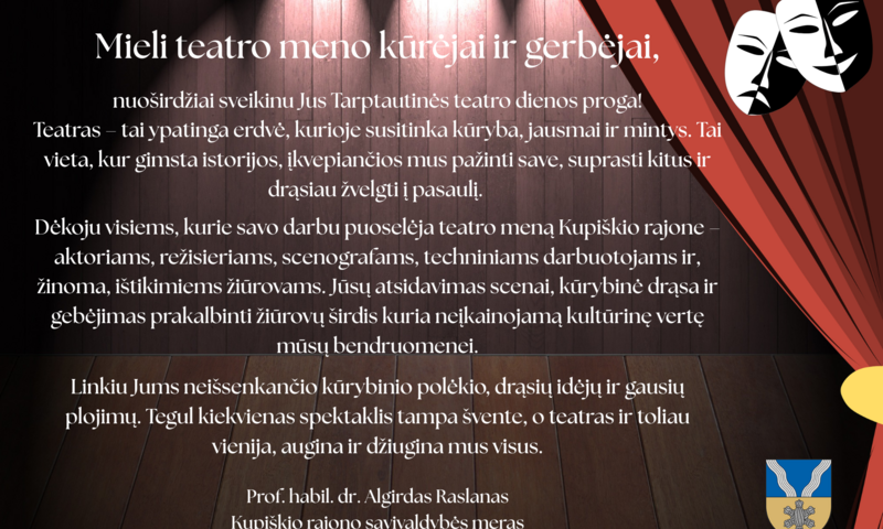 Kovo 27-oji – Tarptautinė teatro diena