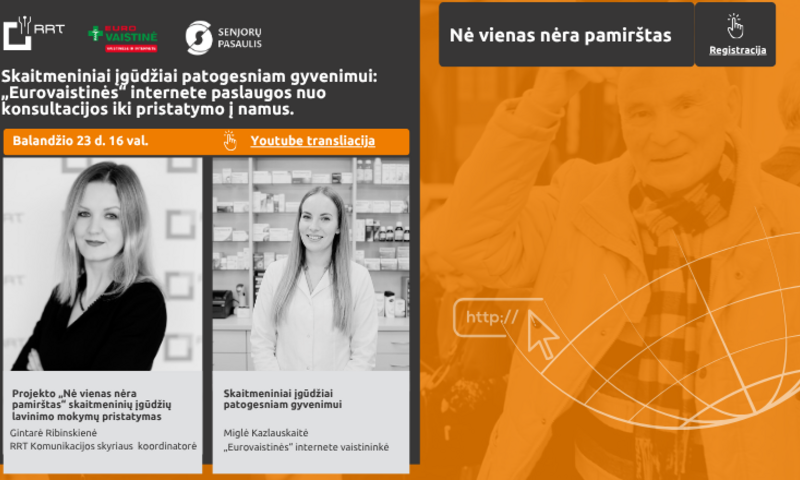 Skaitmeninių įgūdžių lavinimo projektas „Nė vienas nėra pamirštas“ kviečia į nuotolinę paskaitą