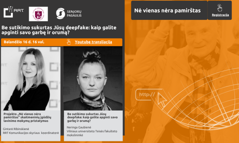 Projektas „Nė vienas nėra pamirštas“ kviečia į nuotolinę paskaitą
