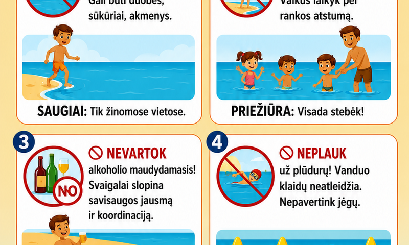 Vanduo klaidų neatleidžia: kaip mėgautis maudynėmis saugiai?