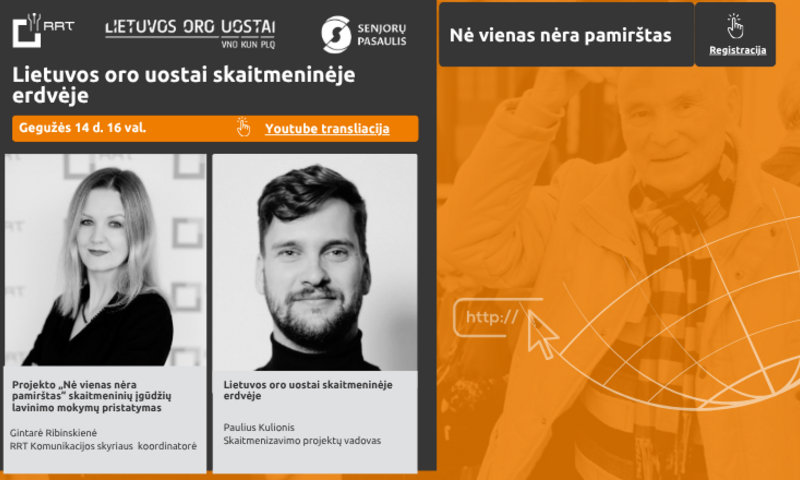 Skaitmeninių įgūdžių lavinimo projektas „Nė vienas nėra pamirštas“ kviečia į nuotolinę paskaitą
