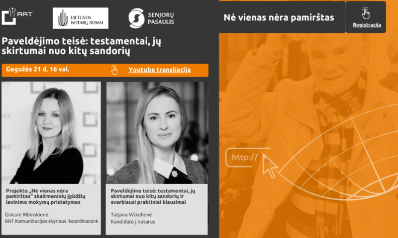 Skaitmeninių įgūdžių lavinimo projektas „Nė vienas nėra pamirštas“ kviečia į nuotolinę paskaitą