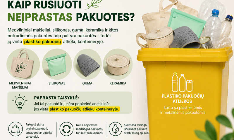 Kaip rūšiuoti neįprastas pakuotes?