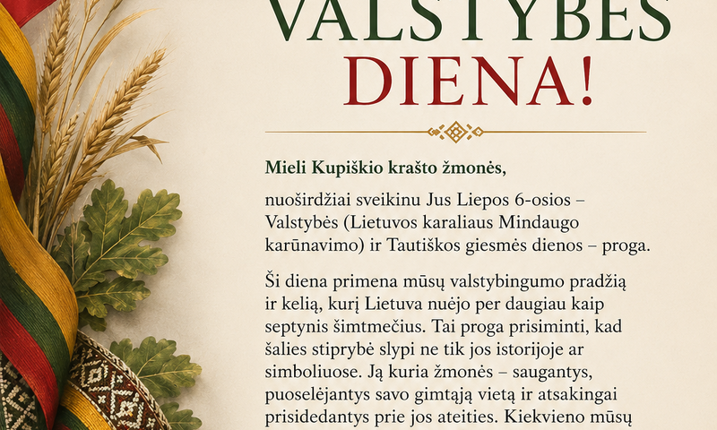 Liepos 6-oji – Valstybės (Lietuvos karaliaus Mindaugo karūnavimo) ir Tautiškos giesmės diena