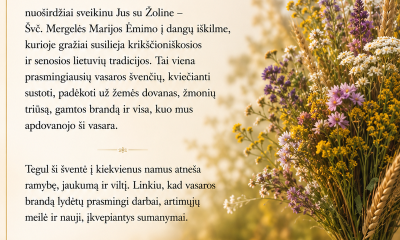 Rugpjūčio 15 d. Lietuvoje švenčiama Žolinė 