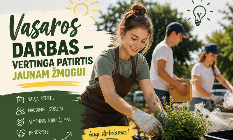 Vasaros darbas – vertinga patirtis jaunam žmogui