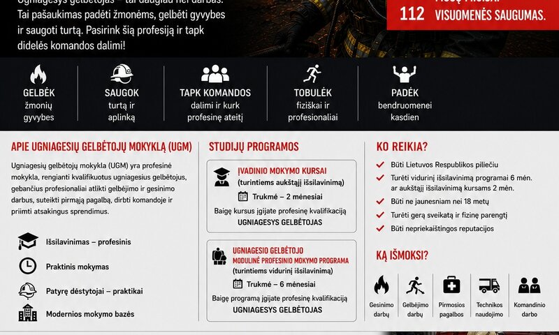 Panevėžio priešgaisrinė gelbėjimo valdyba kviečia tapti ugniagesiu gelbėtoju 