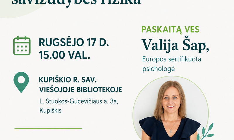 Paskaita „Kai skauda tyliai: vaikų savižala ir savižudybės rizika“