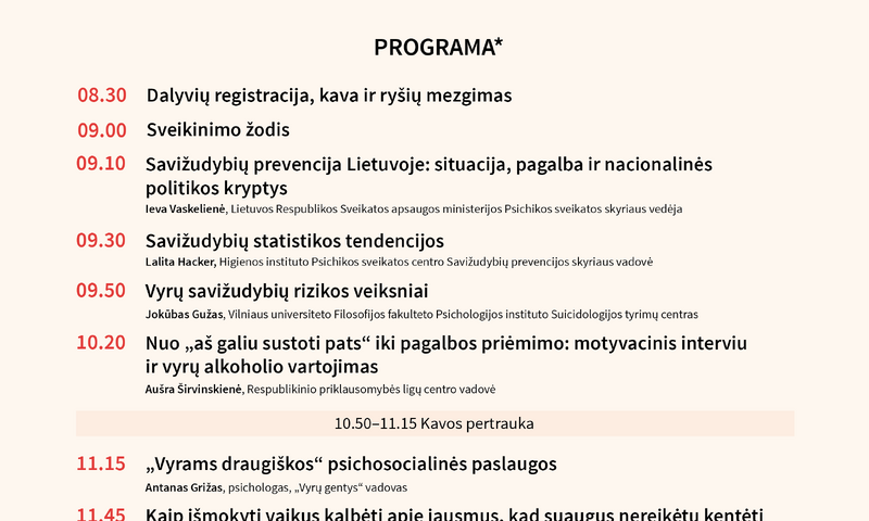 Konferencija „Vyrų savižudybių rizika ir prevencija: mokslo ir praktikos sandūroje“ 