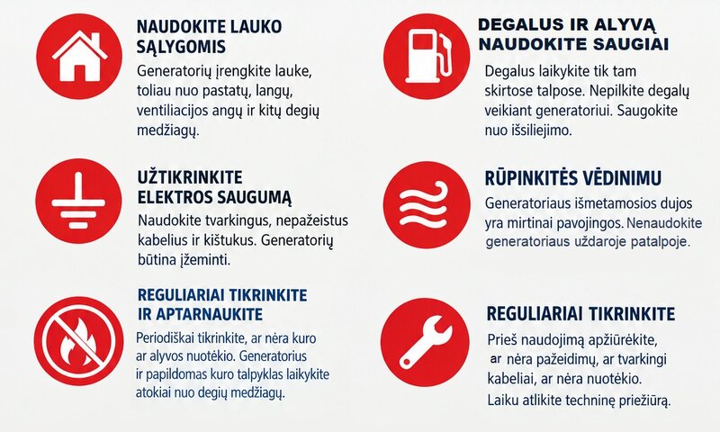 Saugus elektros generatorių naudojimas –apsaugokime save ir savo turtą!