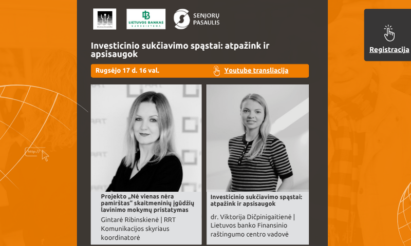 Skaitmeninio raštingumo lavinimo projektas „Nė vienas nėra pamirštas“ kviečia į nuotolinę paskaitą