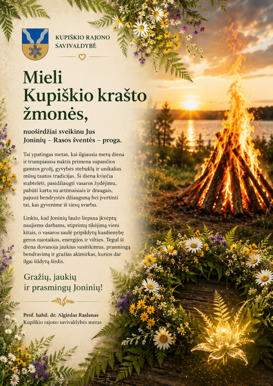 Savivaldybės mero sveikinimas Joninių proga