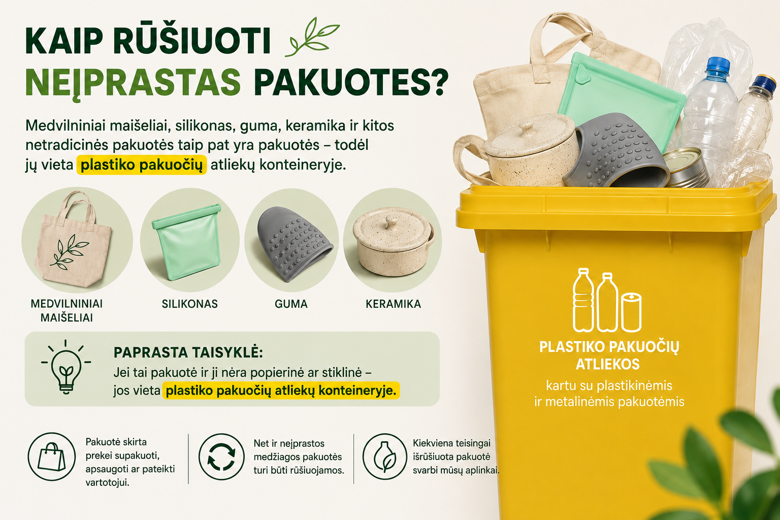 Kaip rūšiuoti neįprastas pakuotes?