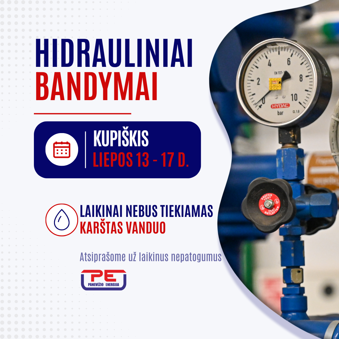 Liepos 13–17 d. laikinai nebus tiekiama šiluma ir karštas vanduo Kupiškyje