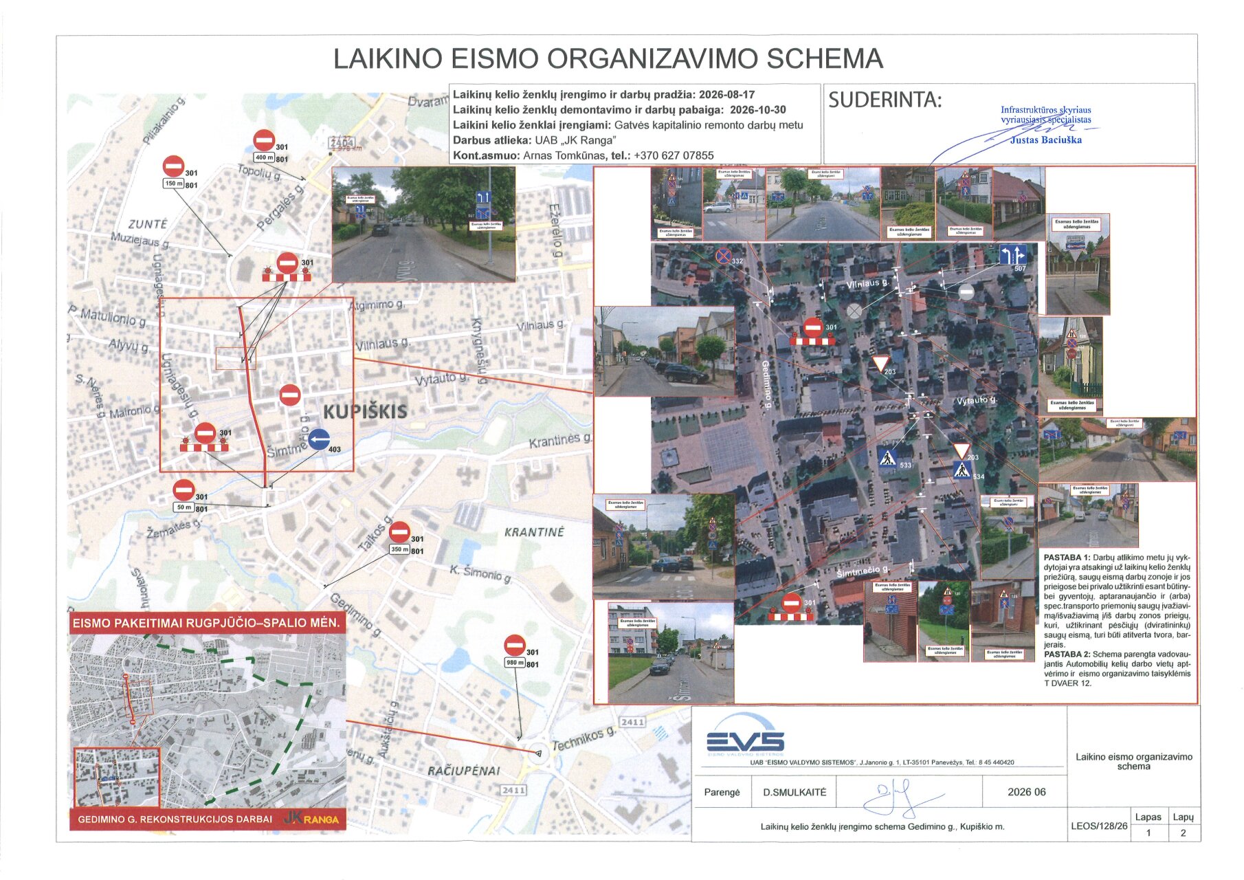 Keisis eismo organizavimas Vytauto gatvės atkarpoje