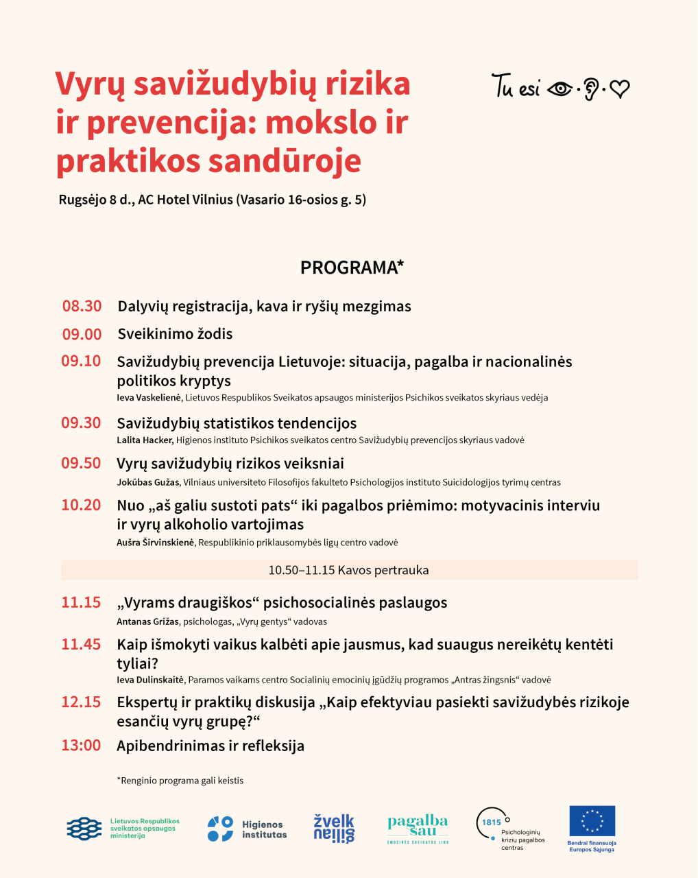 Konferencija „Vyrų savižudybių rizika ir prevencija: mokslo ir praktikos sandūroje“ 
