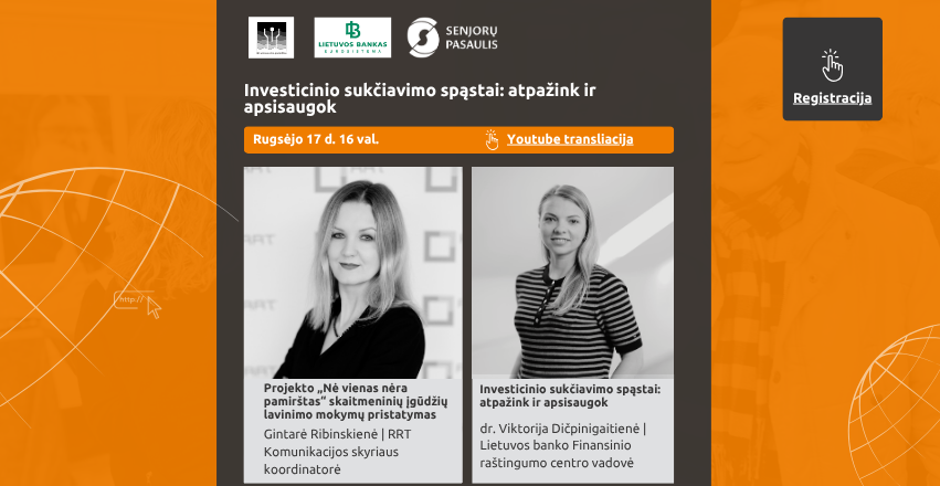 Skaitmeninio raštingumo lavinimo projektas „Nė vienas nėra pamirštas“ kviečia į nuotolinę paskaitą