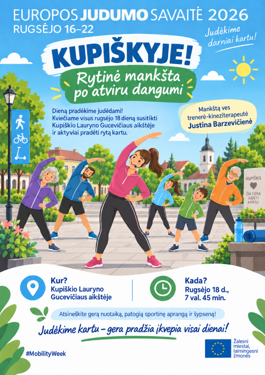Kviečiame visus į rytinę mankštą po atviru dangumi