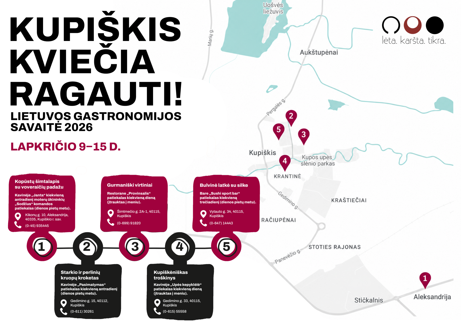 Kai pasaulis skuba, Kupiškis kviečia lėtėti. Ir ragauti.