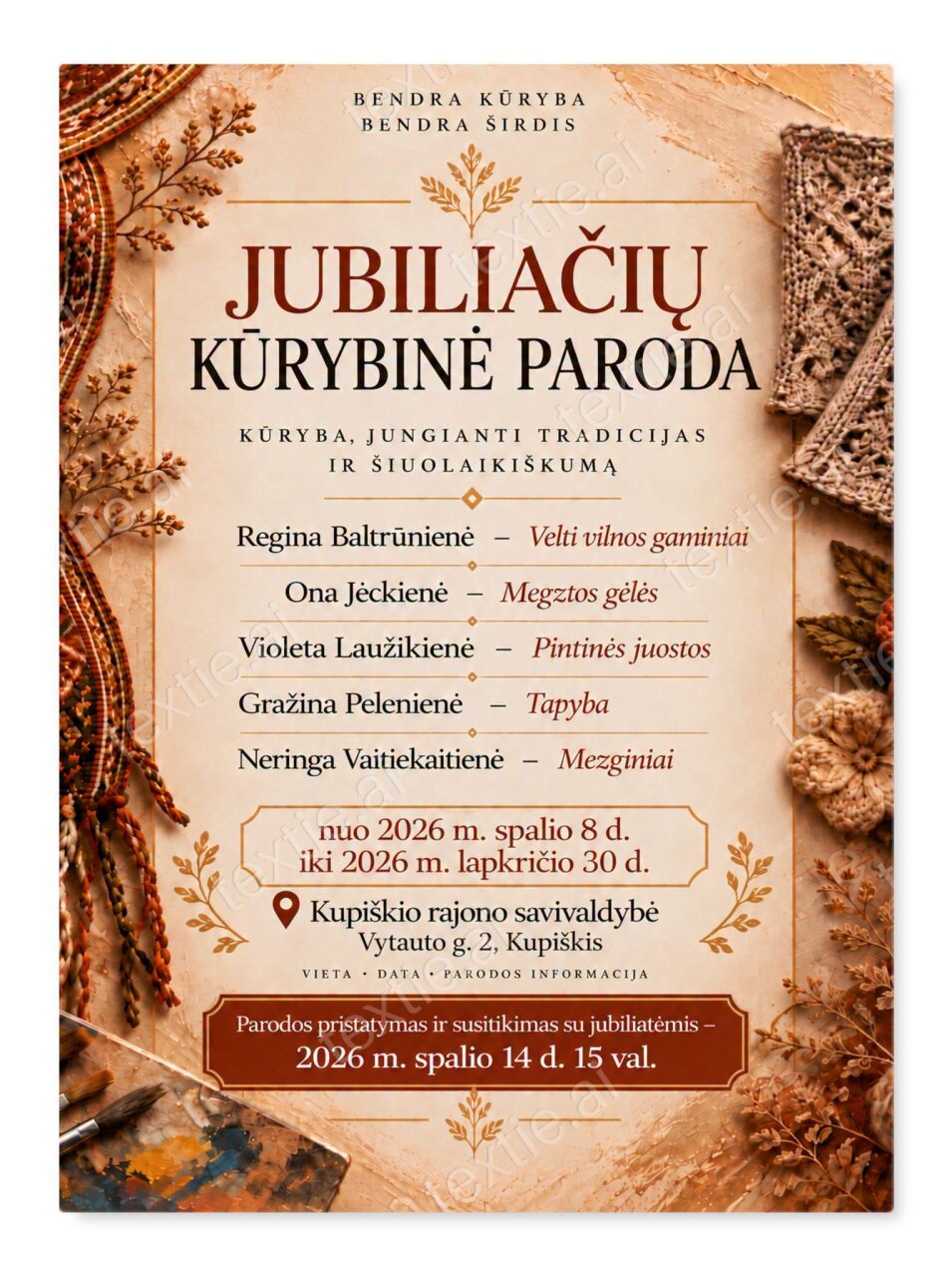 Kviečiame į parodos „Jubiliačių kūrybinė paroda“ pristatymą! 