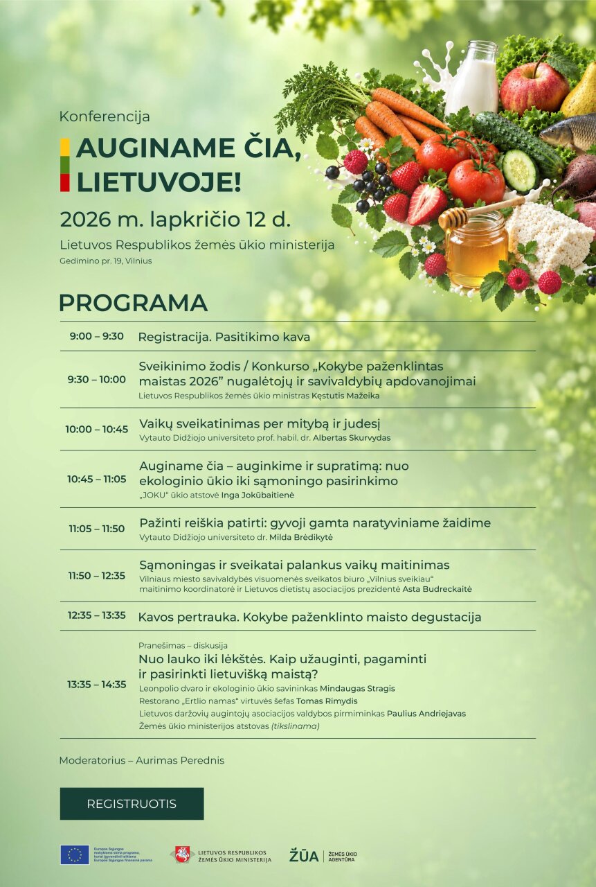 Kvietimas dalyvauti kokybiško maisto konferencijoje „Auginame čia, Lietuvoje!“