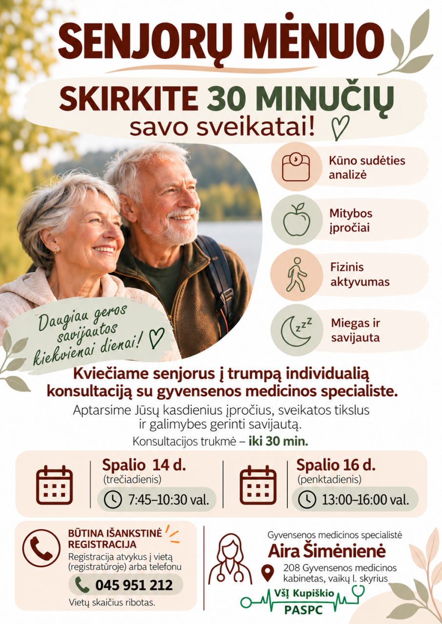Senjorų mėnuo Kupiškio rajono savivaldybės pirminės asmens sveikatos priežiūros centre