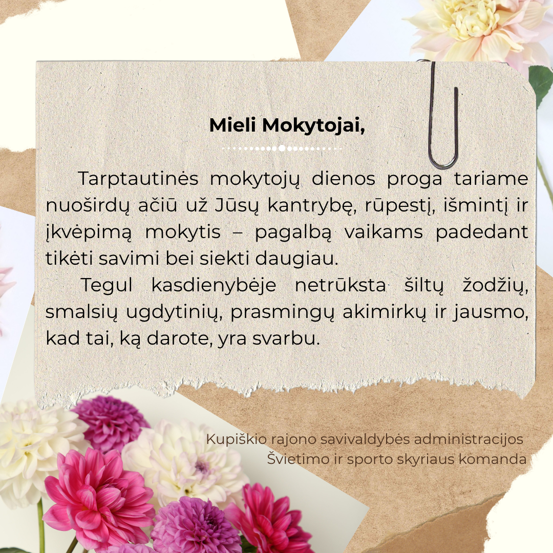 Spalio 5-oji – Tarptautinė mokytojų diena