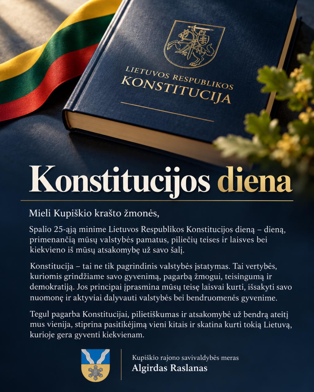Spalio 25-oji – Lietuvos Respublikos Konstitucijos diena